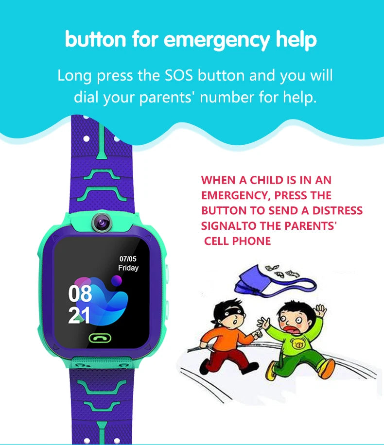 Kids Smart Watch GPS Tracker Q12 Children Smartwatch LBS Locator Voice Chat SOS Button Anti-Lost Monitor Phone Watch for Boys Girls UK Compatible