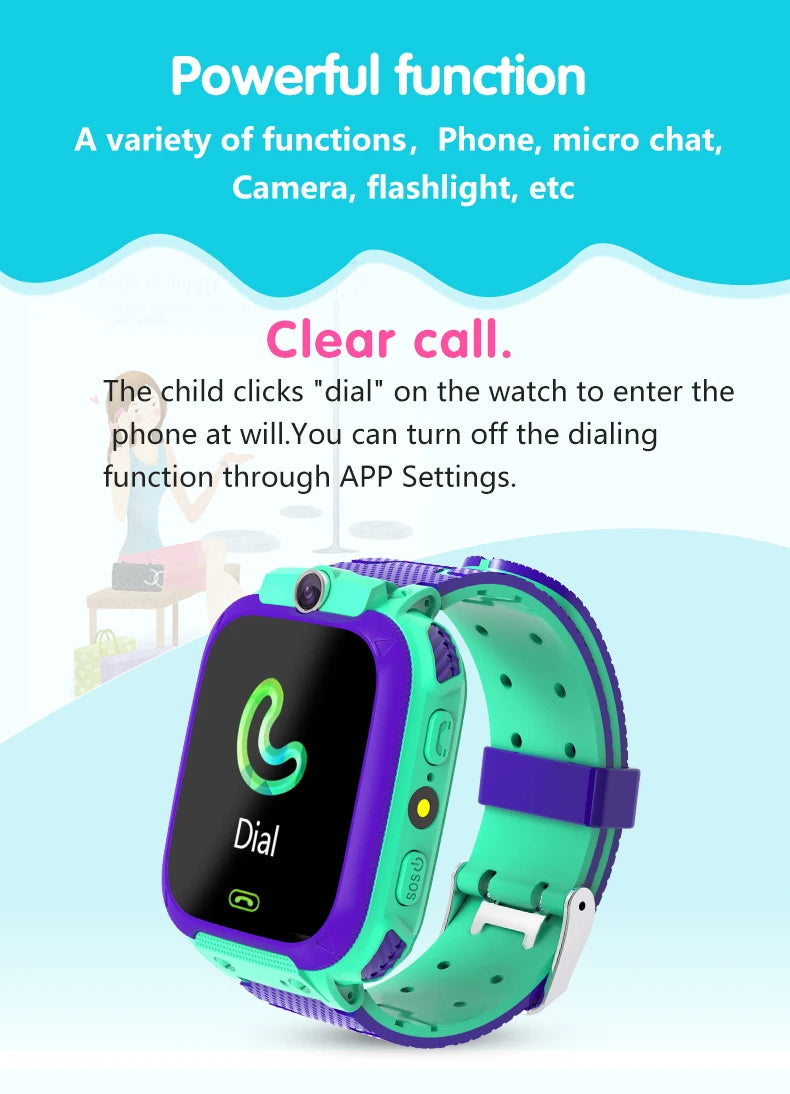 Kids Smart Watch GPS Tracker Q12 Children Smartwatch LBS Locator Voice Chat SOS Button Anti-Lost Monitor Phone Watch for Boys Girls UK Compatible