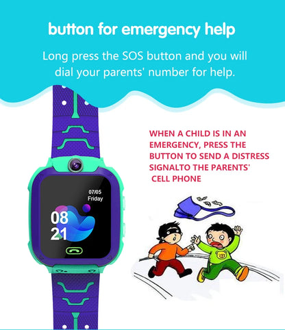 Kids Smart Watch GPS Tracker Q12 Children Smartwatch LBS Locator Voice Chat SOS Button Anti-Lost Monitor Phone Watch for Boys Girls UK Compatible