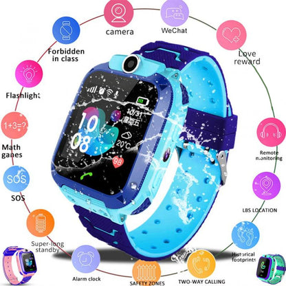 Kids Smart Watch GPS Tracker Q12 Children Smartwatch LBS Locator Voice Chat SOS Button Anti-Lost Monitor Phone Watch for Boys Girls UK Compatible